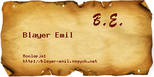 Blayer Emil névjegykártya
